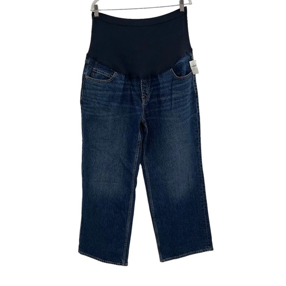 Old Navy Maternity Full Panel Wide-Leg Jeans Dark‎ Wash Size 16 Short - Picture 2 of 7